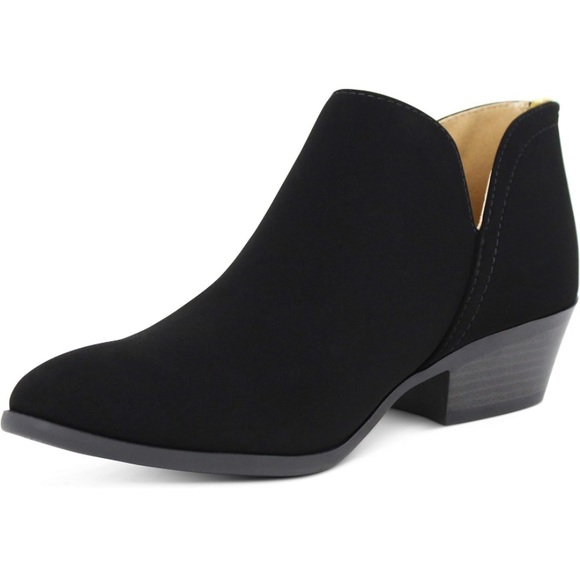 Women's Cut-Out Low Block Heels Ankle Booties - Picture 1 of 6
